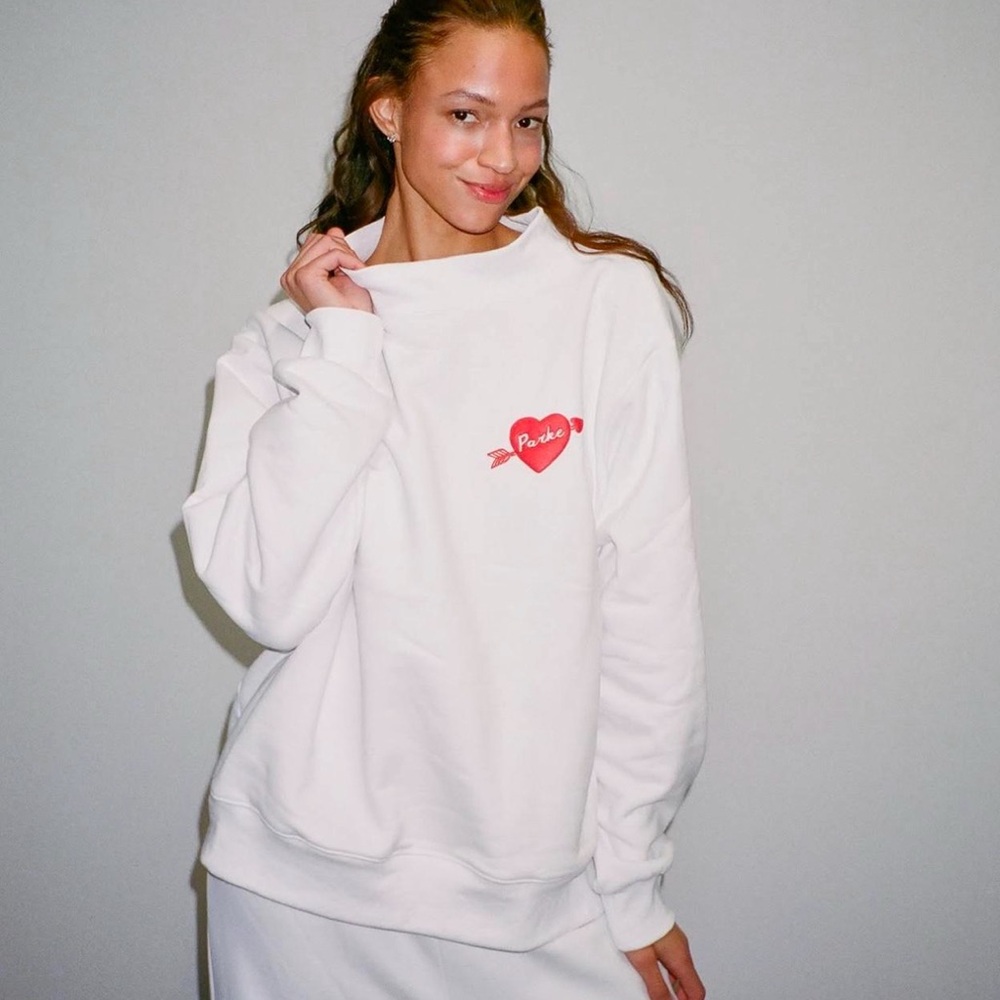 parke valentines drop! cupid embossed mock neck size s/m condition: new
